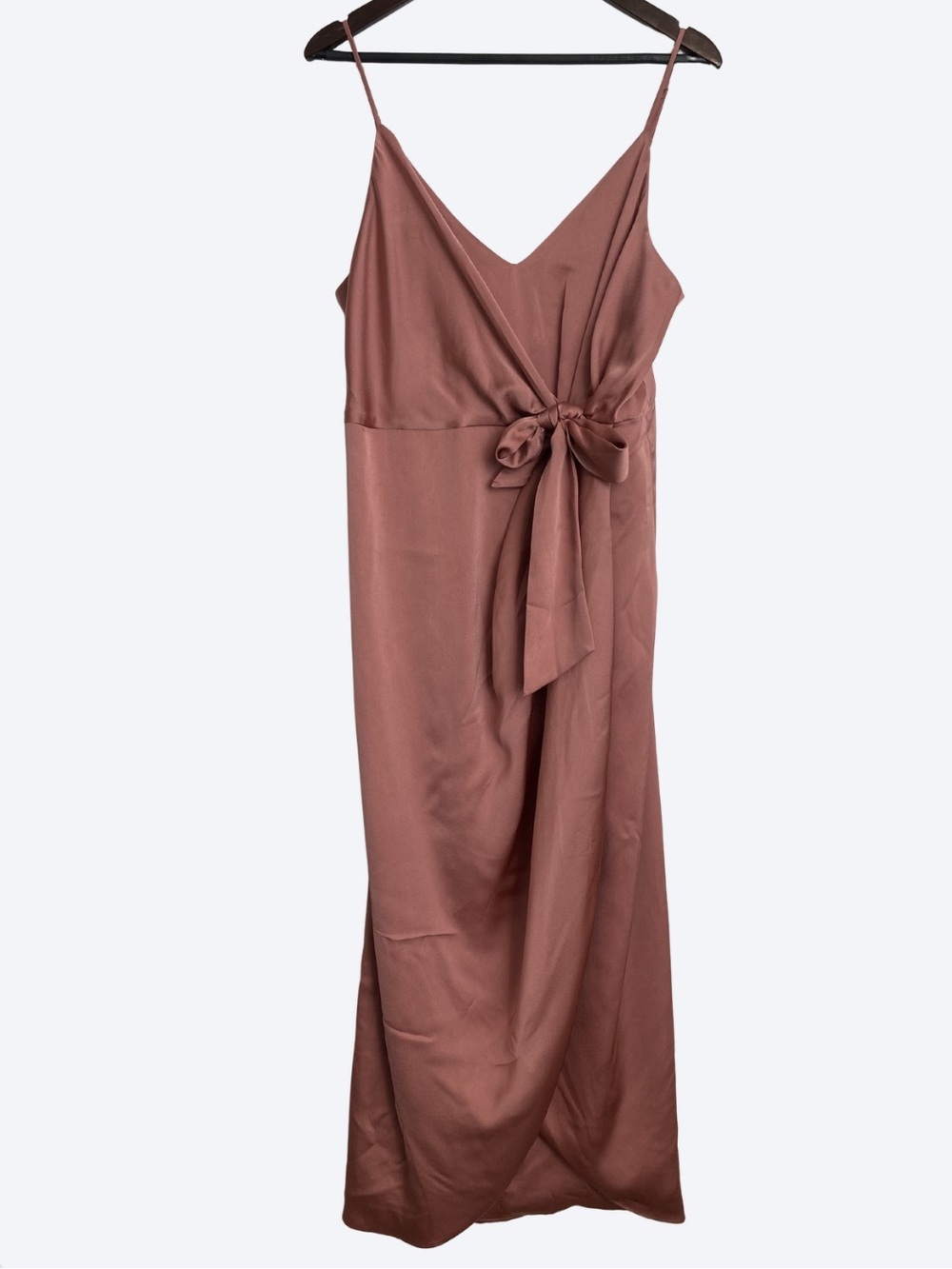 Shona Joy Luxe Tie Front Maxi Dress 12 Blush Pink Wedding Guest Elegant